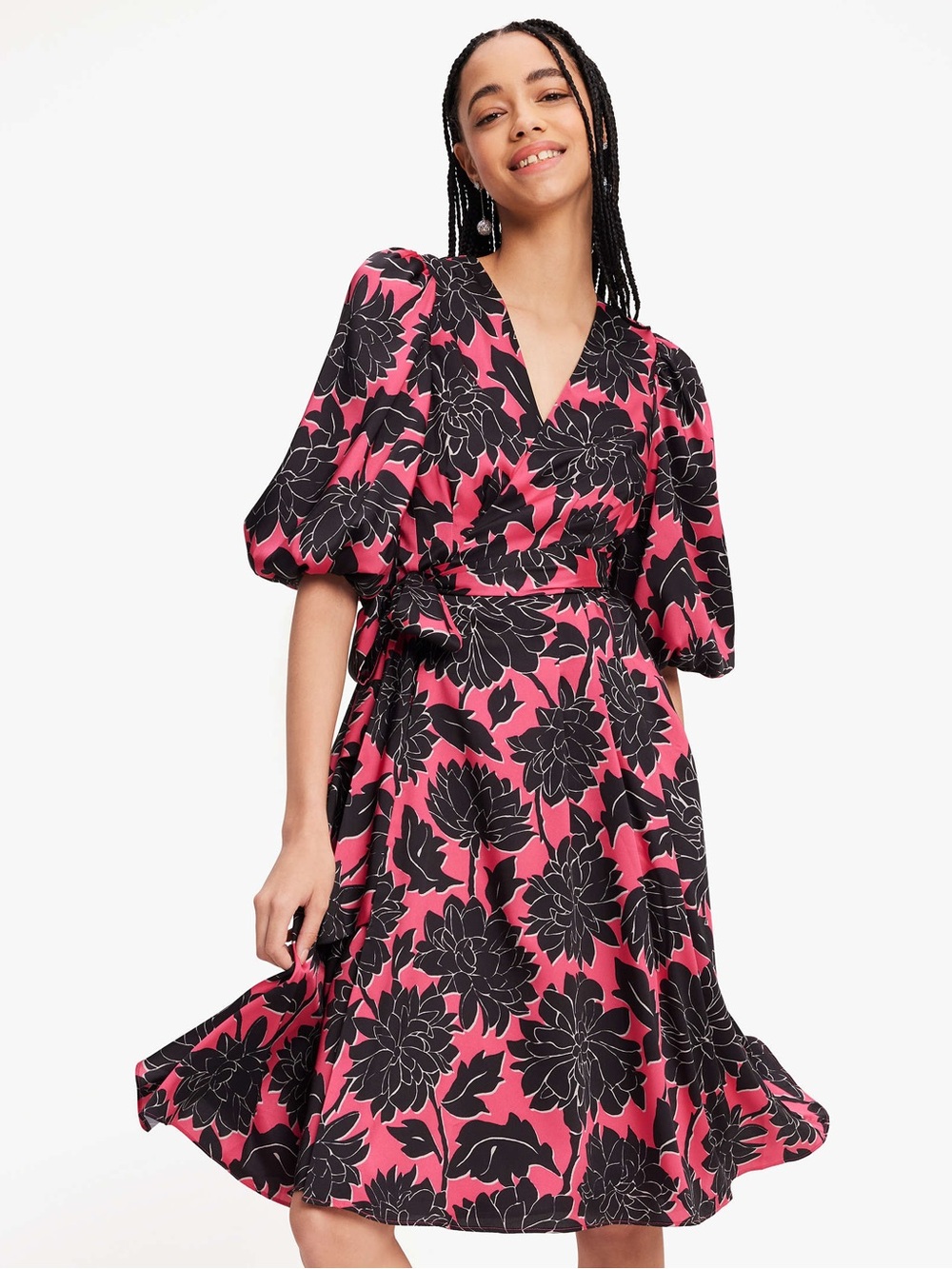 Kate Spade Festive Brocade Evelyn Dress Short Sleeve Wrap Knee Length Floral